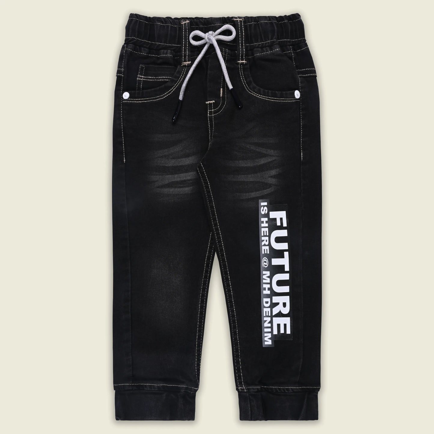 Boys Cotton Denim Jogger Jeans with Drawstring