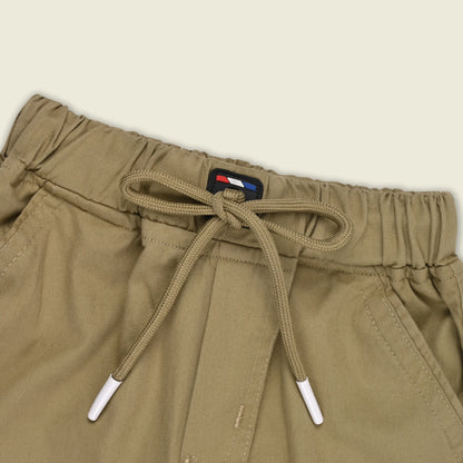 Boys Cotton Denim Cargo Jogger Pants with Drawstring Waist