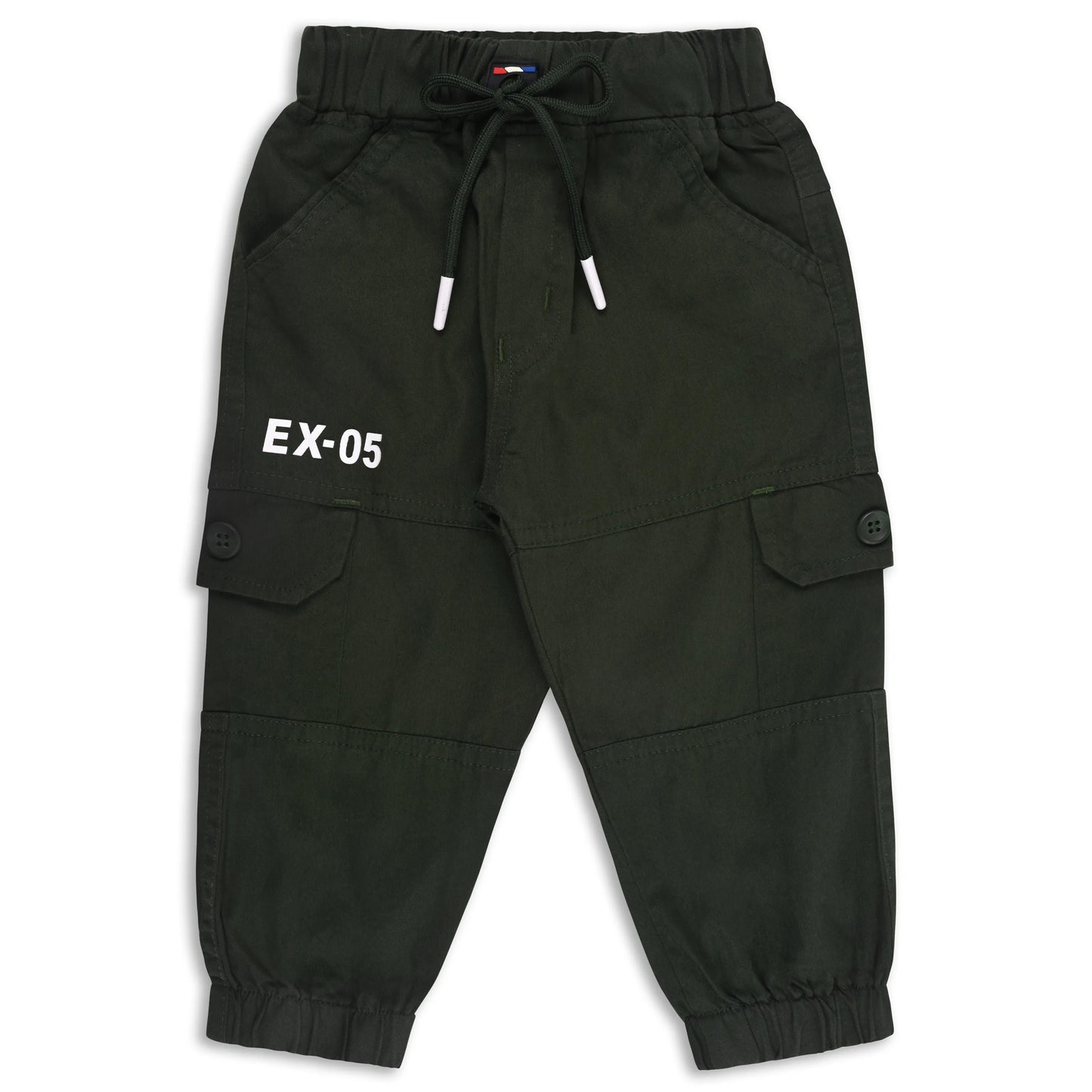 Boys Cotton Denim Cargo Jogger Pants with Drawstring Waist