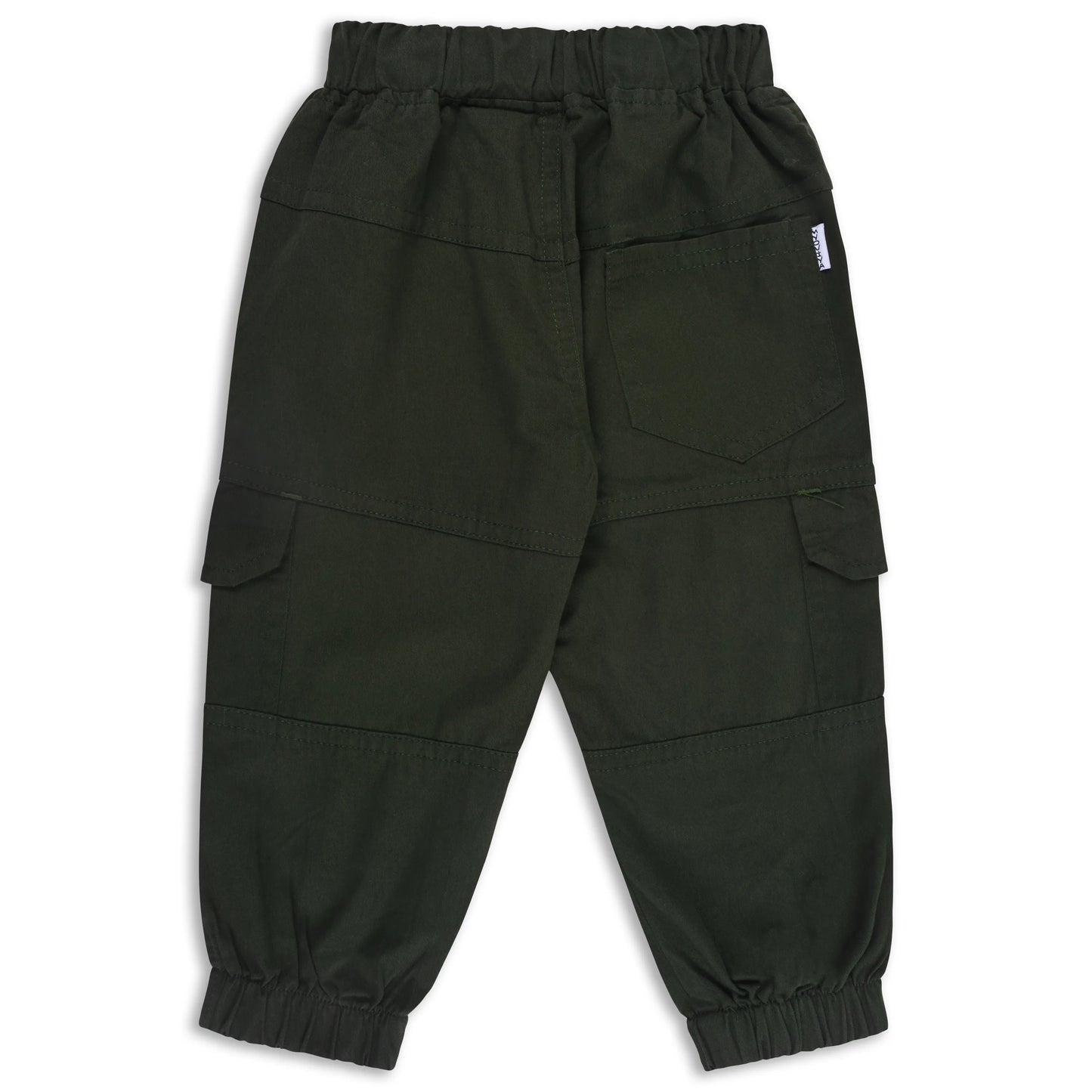 Boys Cotton Denim Cargo Jogger Pants with Drawstring Waist