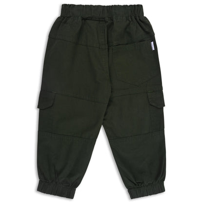 Boys Cotton Denim Cargo Jogger Pants with Drawstring Waist