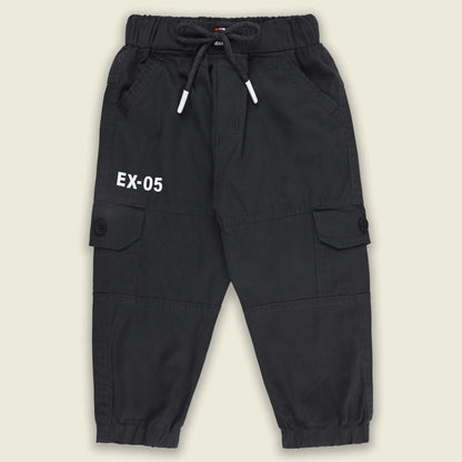 Boys Cotton Denim Cargo Jogger Pants with Drawstring Waist