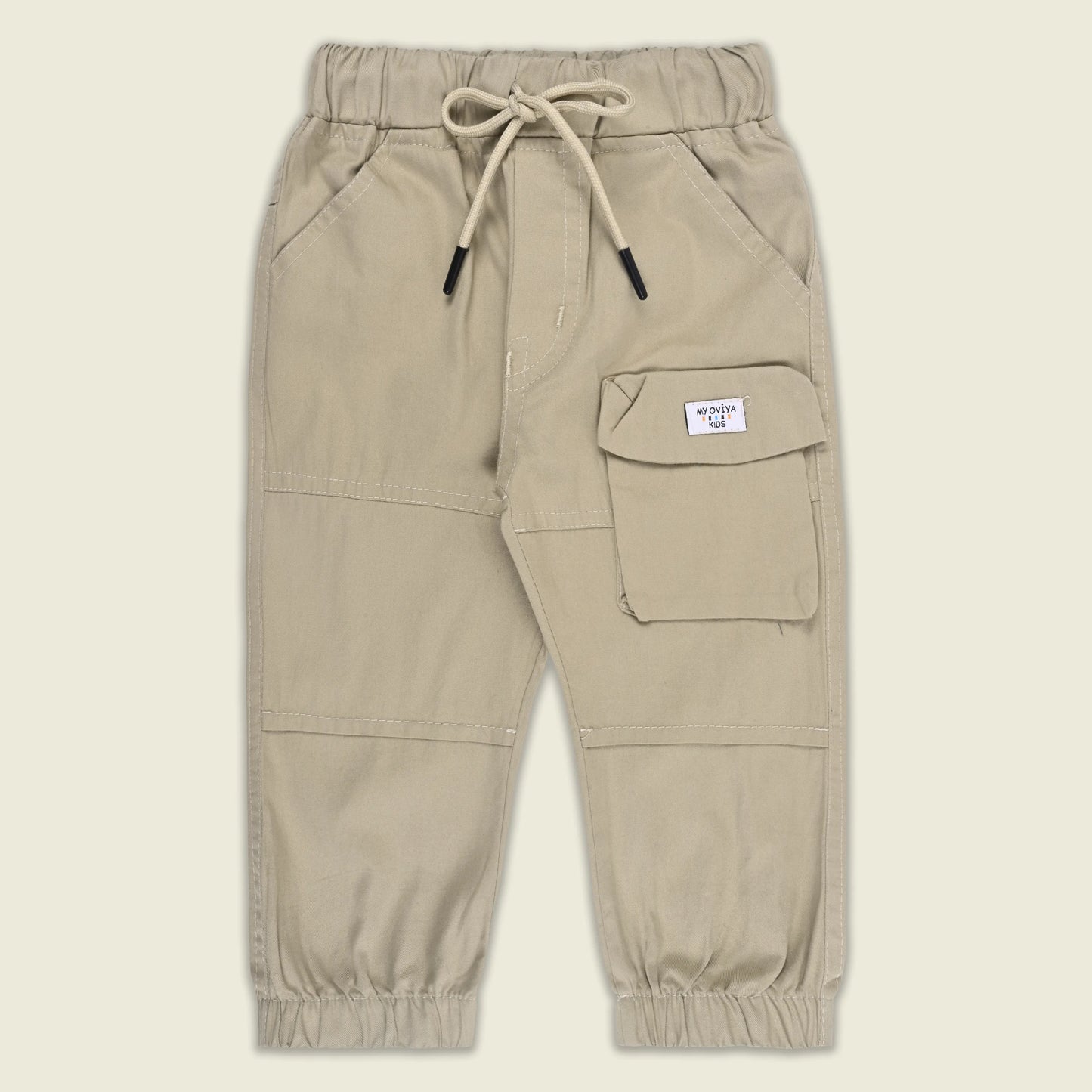 Boys Cotton Cargo Jogger Pants with Drawstring