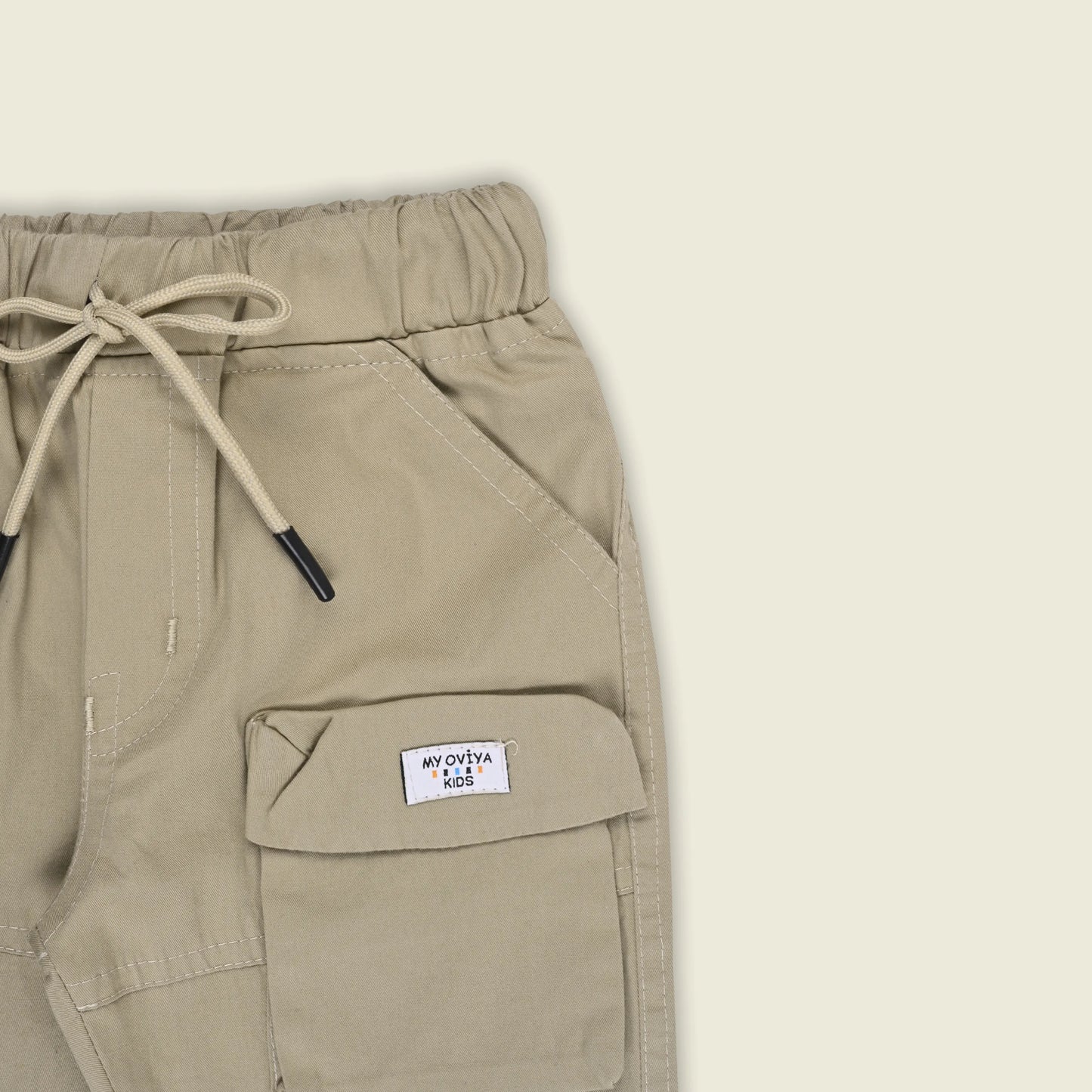 Boys Cotton Cargo Jogger Pants with Drawstring