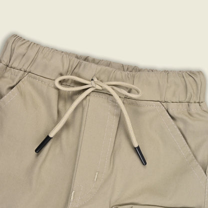 Boys Cotton Cargo Jogger Pants with Drawstring