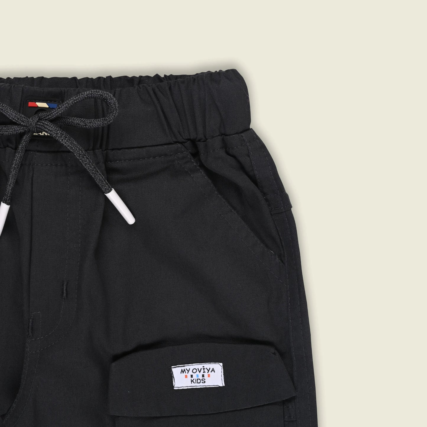 Boys Cotton Cargo Jogger Pants with Drawstring