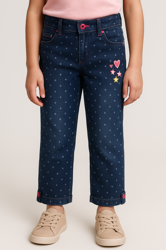 Girls 3/4th Embroidered Jeans