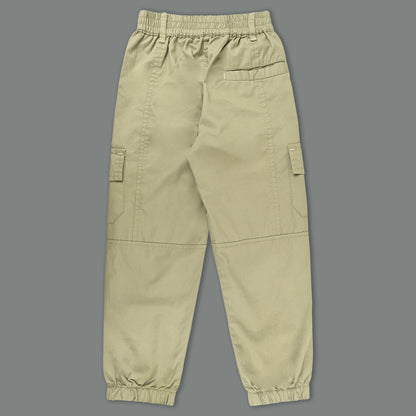 Boys Zipper Detail Elastic Waist Cotton Cargo Trouser