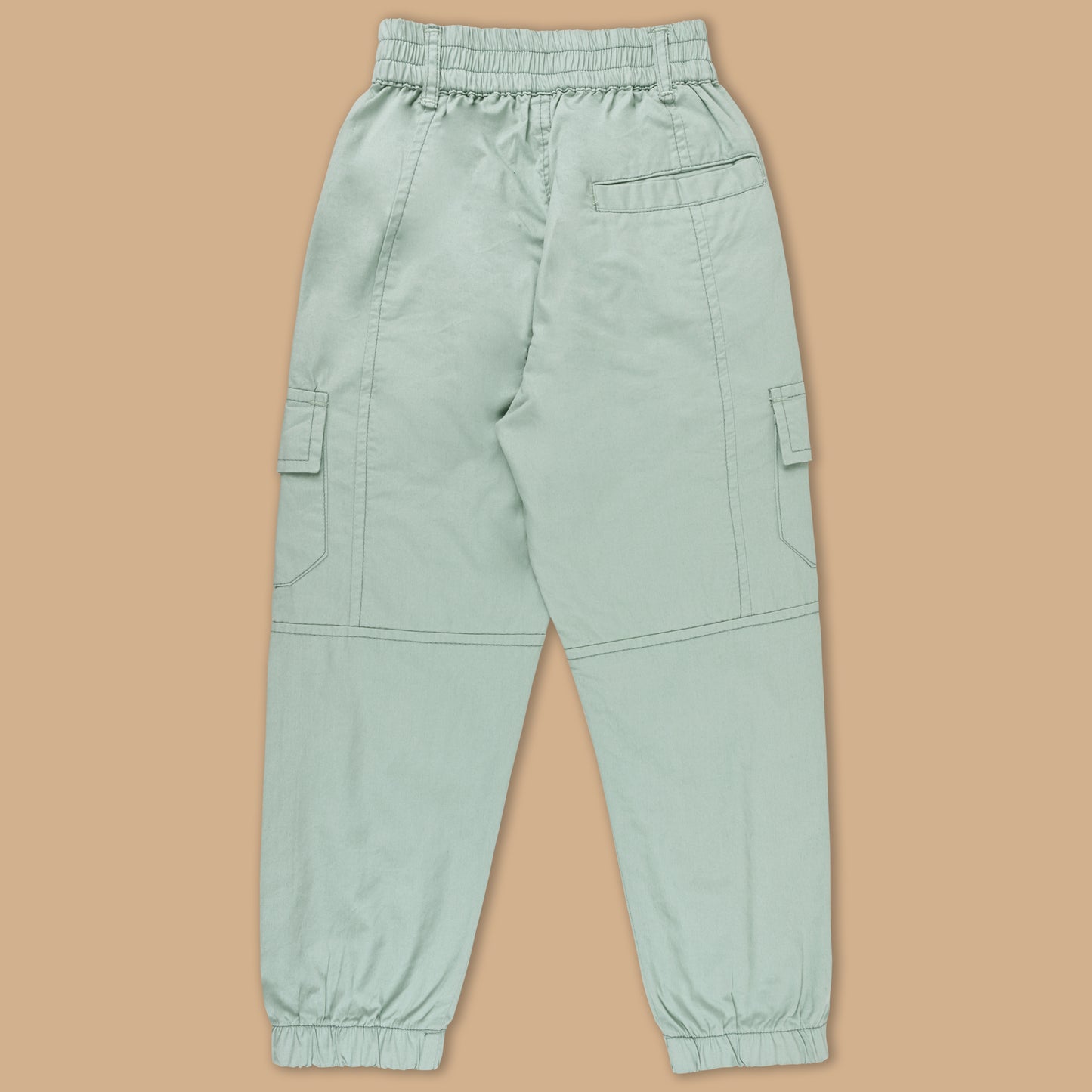 Boys Zipper Detail Elastic Waist Cotton Cargo Trouser
