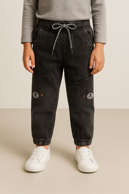 Boys Elastic Waist Cargo Denim Trouser