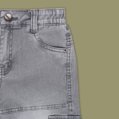 Boys Elastic Waist Cargo Denim Trouser