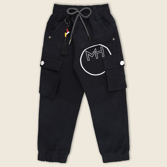Boys Cotton Cargo Printed Trouser With Belt Accessories