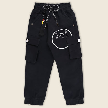 Boys Cotton Cargo Printed Trouser With Belt Accessories