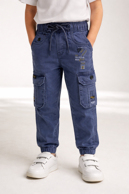 Boys Denim Cargo Jogger Jeans with Side Pockets