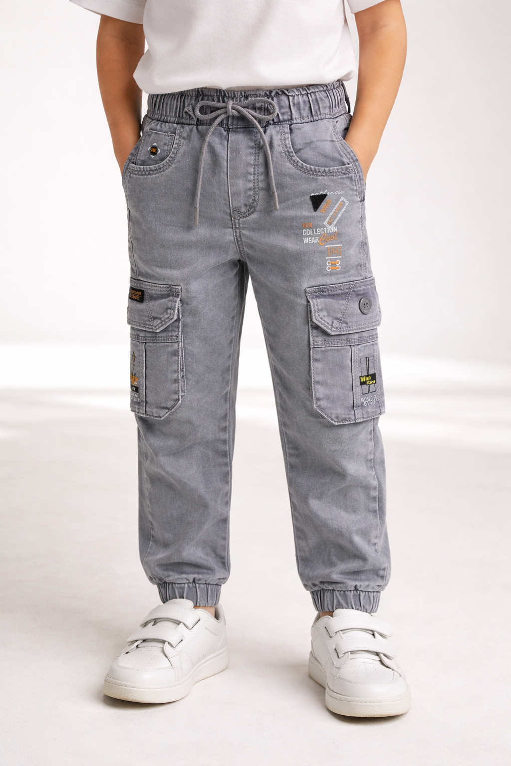 Boys Denim Cargo Jogger Jeans with Side Pockets