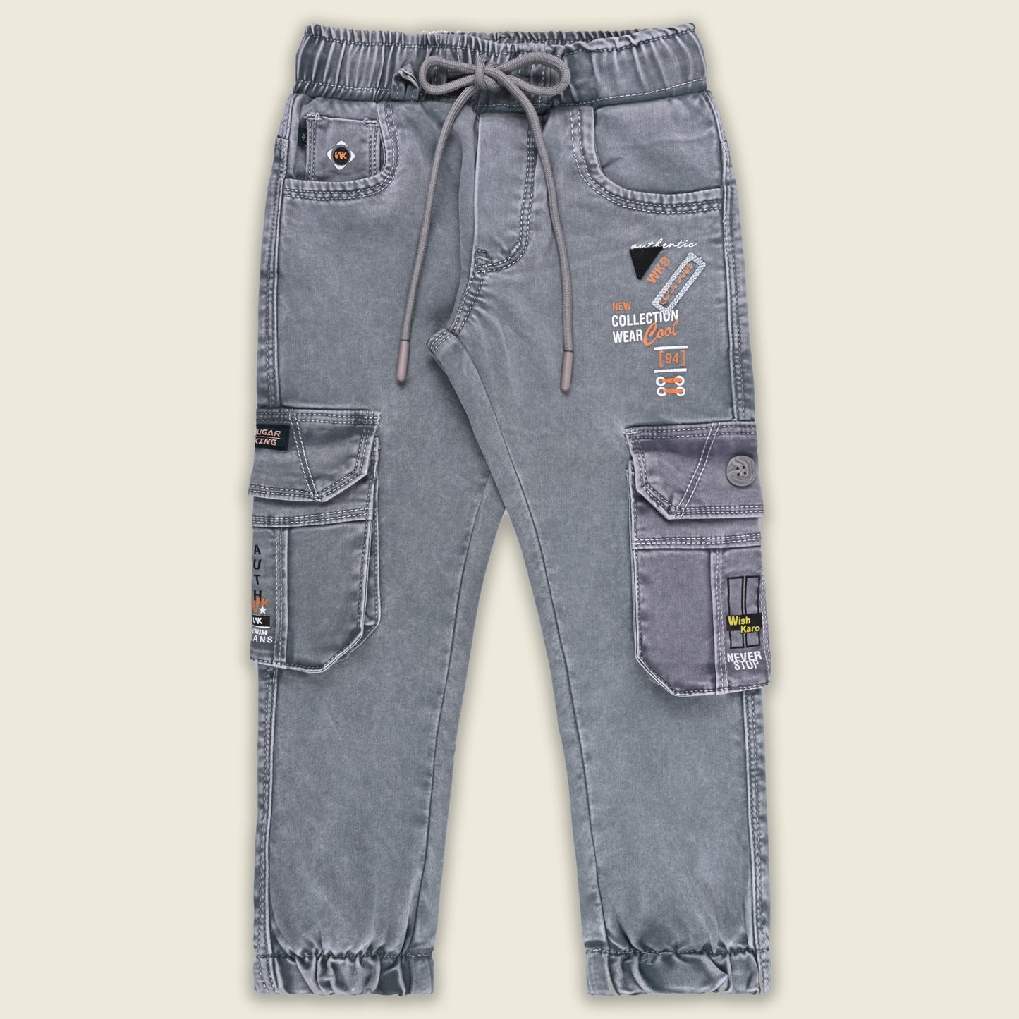Boys Denim Cargo Jogger Jeans with Side Pockets