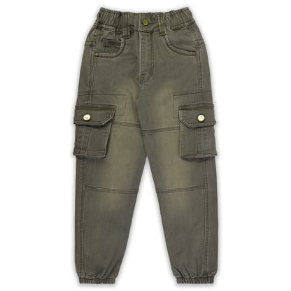Boys Cotton Denim Cargo Jeans – Stretchable Pants
