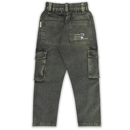 Boys Cotton Denim Cargo Pants with Belt