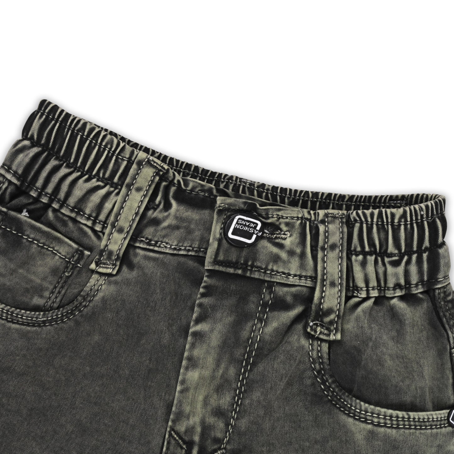 Boys Cotton Denim Cargo Pants with Belt