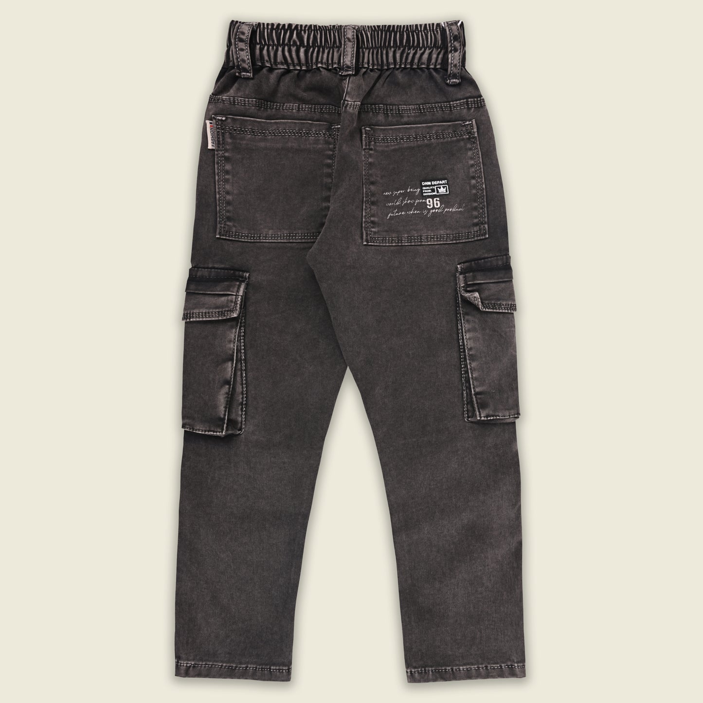 Boys Cotton Denim Cargo Pants with Belt
