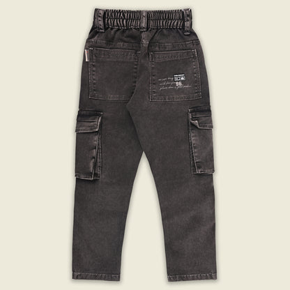 Boys Cotton Denim Cargo Pants with Belt