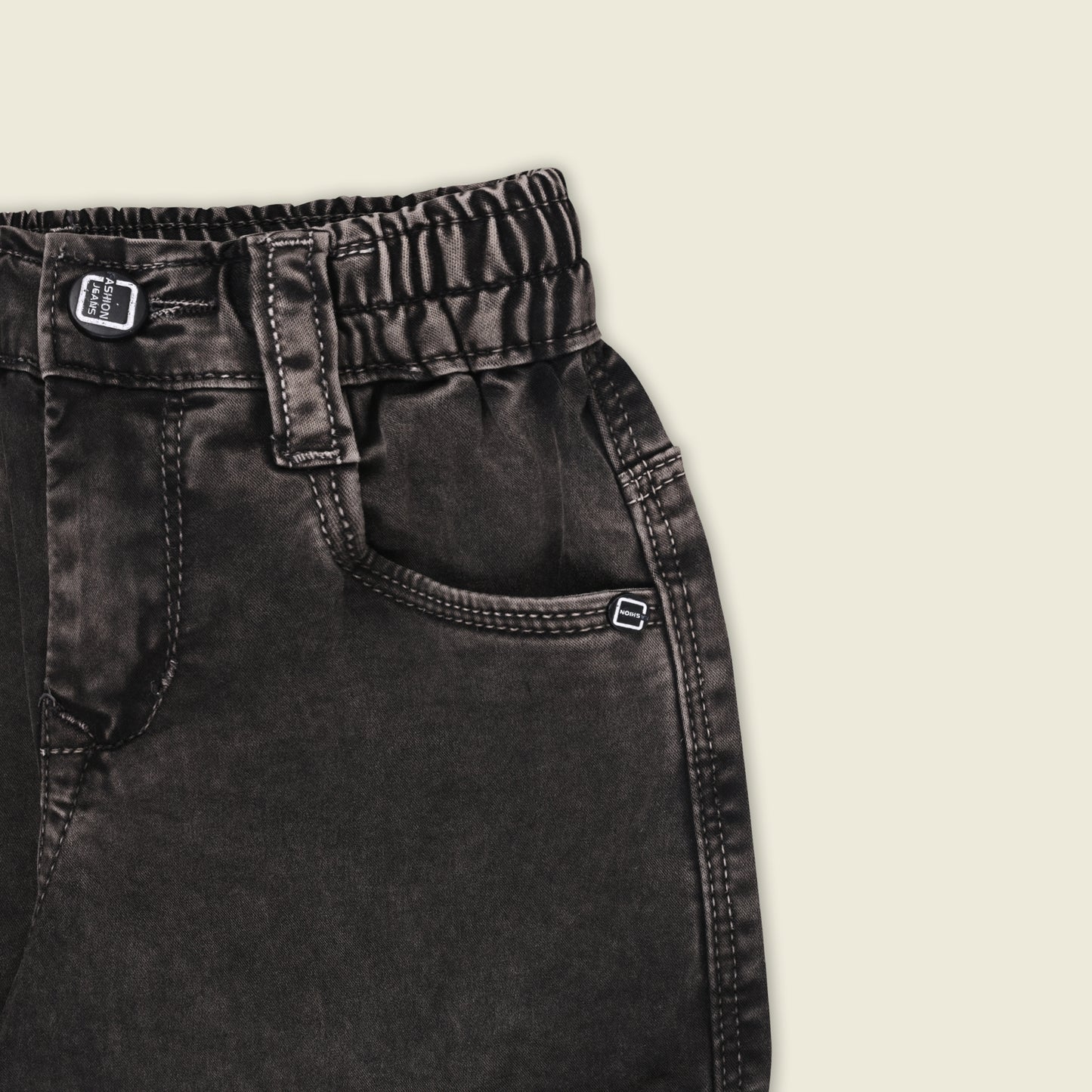 Boys Cotton Denim Cargo Pants with Belt