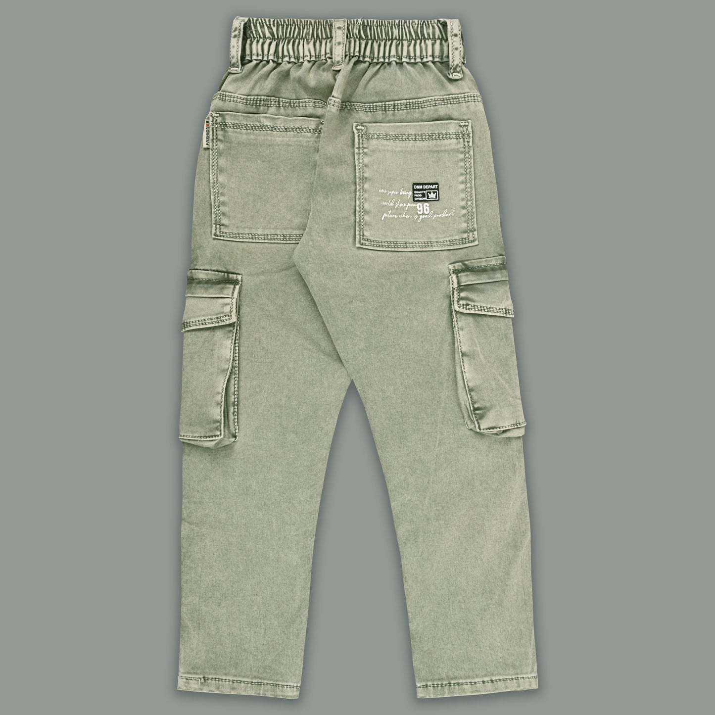 Boys Cotton Denim Cargo Pants with Belt
