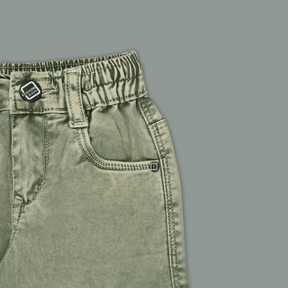 Boys Cotton Denim Cargo Pants with Belt