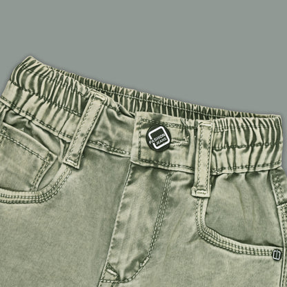 Boys Cotton Denim Cargo Pants with Belt