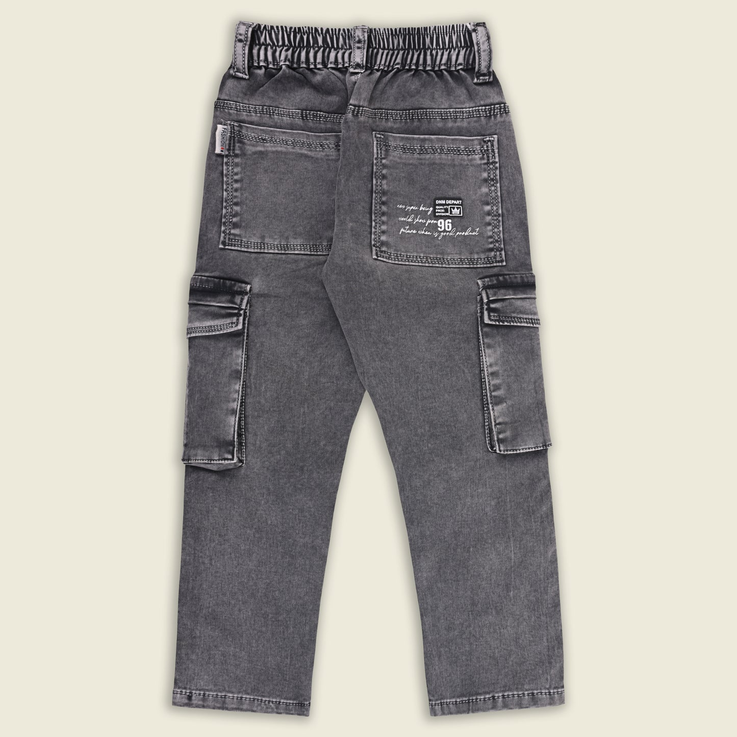 Boys Cotton Denim Cargo Pants with Belt