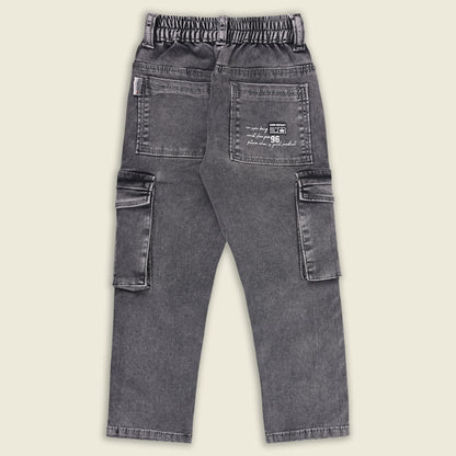 Boys Cotton Denim Cargo Pants with Belt
