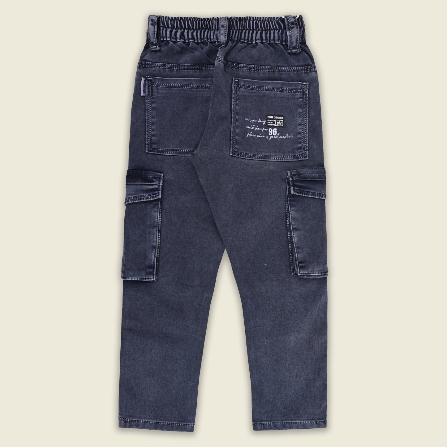 Boys Cotton Denim Cargo Pants with Belt