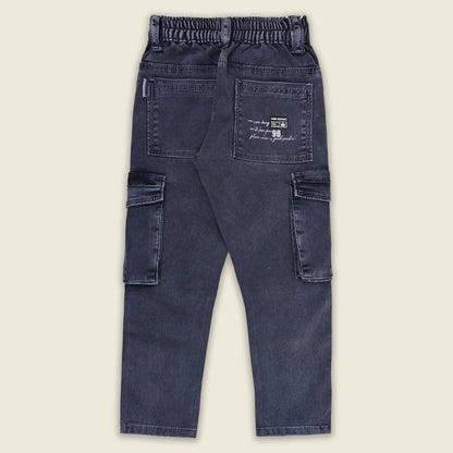Boys Cotton Denim Cargo Pants with Belt