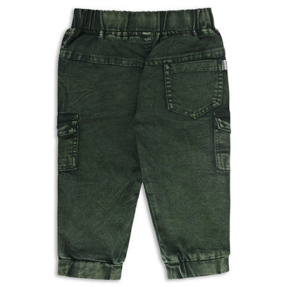 Boys Denim Cargo Jogger Pants with Drawstring