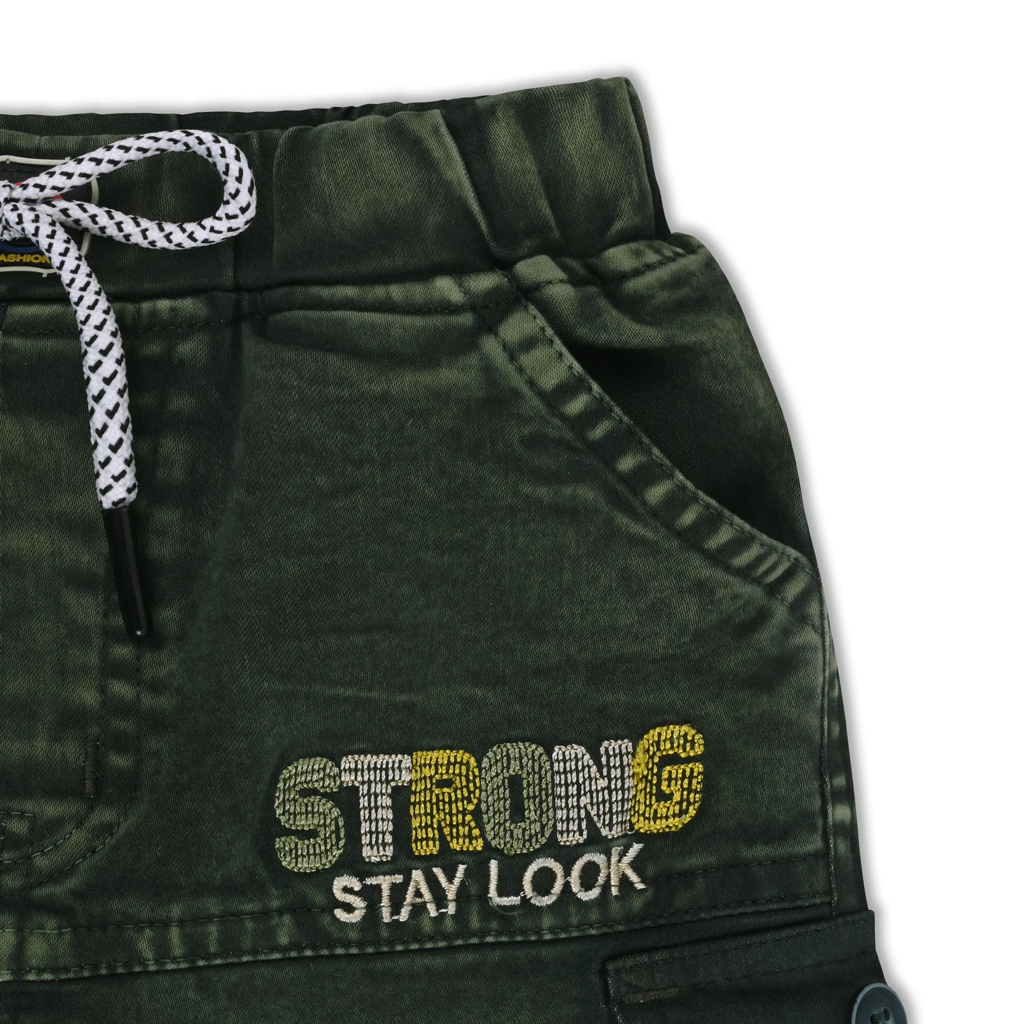 Boys Denim Cargo Jogger Pants with Drawstring