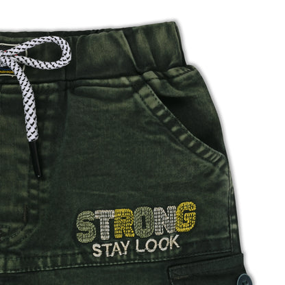 Boys Denim Cargo Jogger Pants with Drawstring