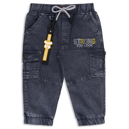Boys Denim Cargo Jogger Pants with Drawstring