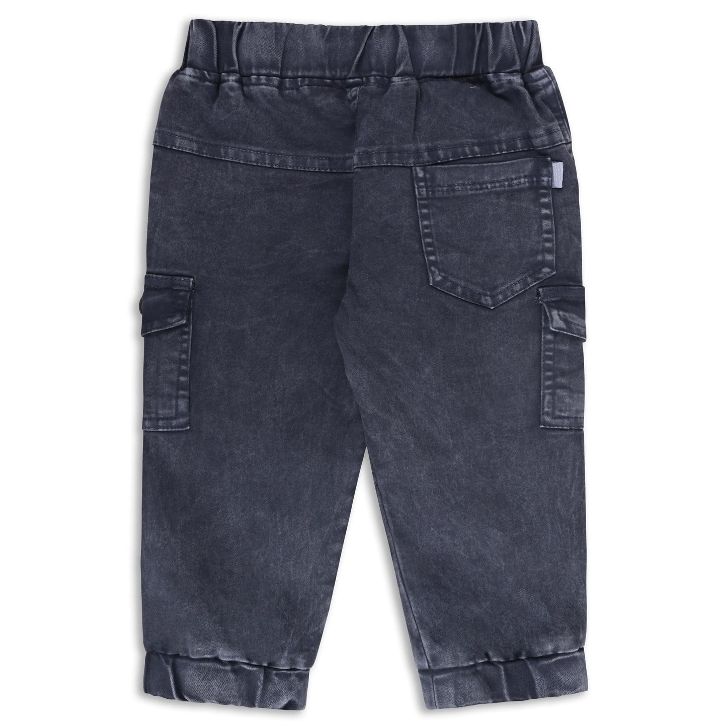 Boys Denim Cargo Jogger Pants with Drawstring