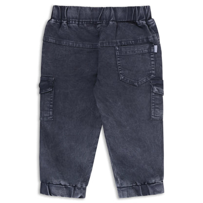 Boys Denim Cargo Jogger Pants with Drawstring