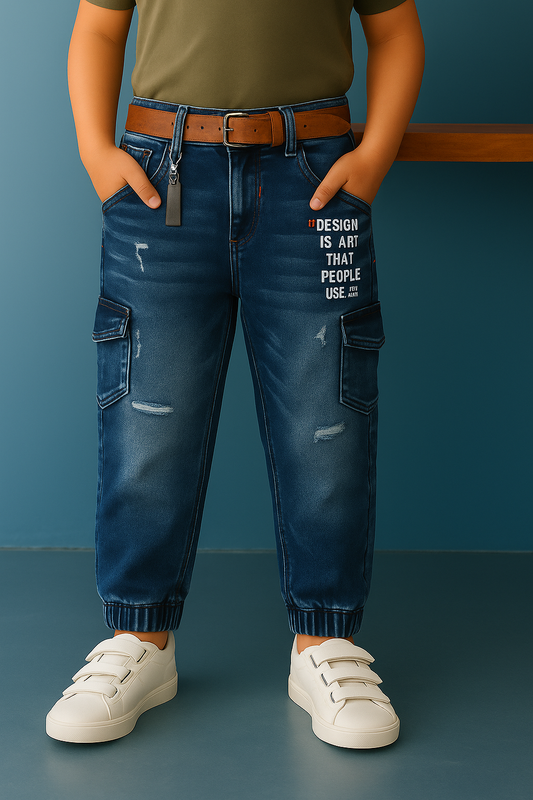 Boys Denim Printed Regular Fit Jeans