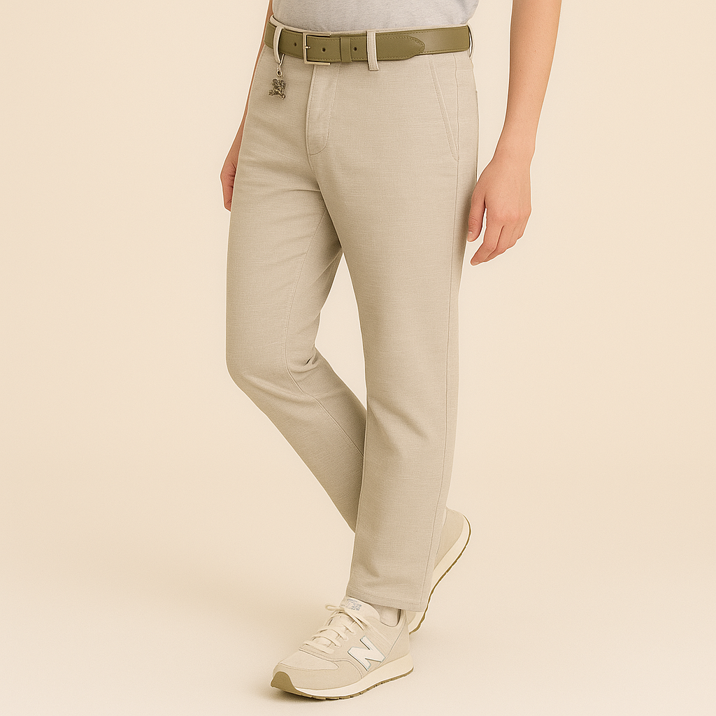 Boys Straight Fit Cotton Blend Trousers with Belt & Accessory