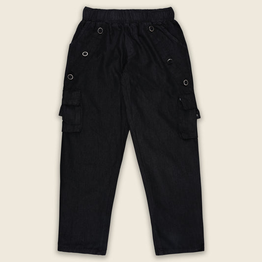 Girls High Waist Denim Joggers