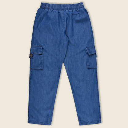 Girls High Waist Denim Joggers