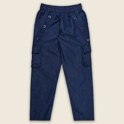 Girls High Waist Denim Joggers