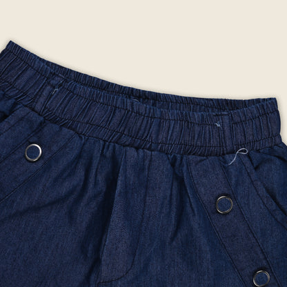 Girls High Waist Denim Joggers