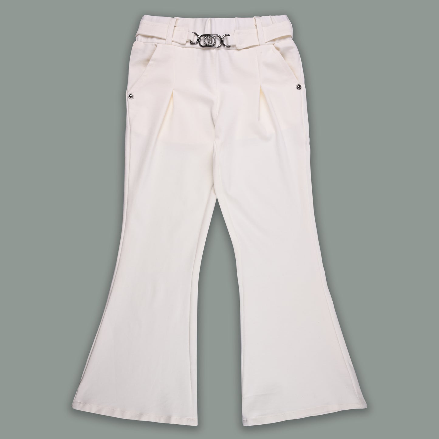 Girls High Waist Lycra Pleated Bootcut Jeans