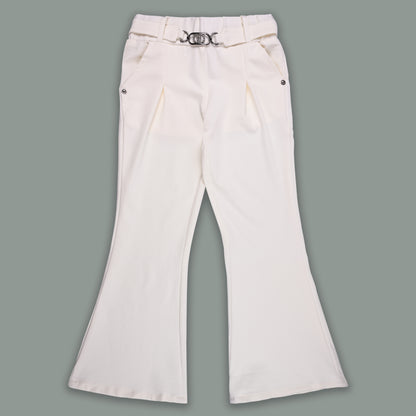 Girls High Waist Lycra Pleated Bootcut Jeans