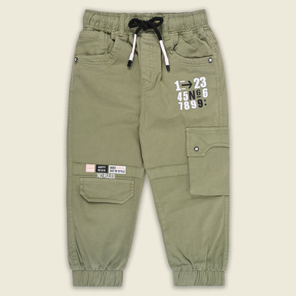 Boys Cotton Denim Cargo Joggers – Printed Pants