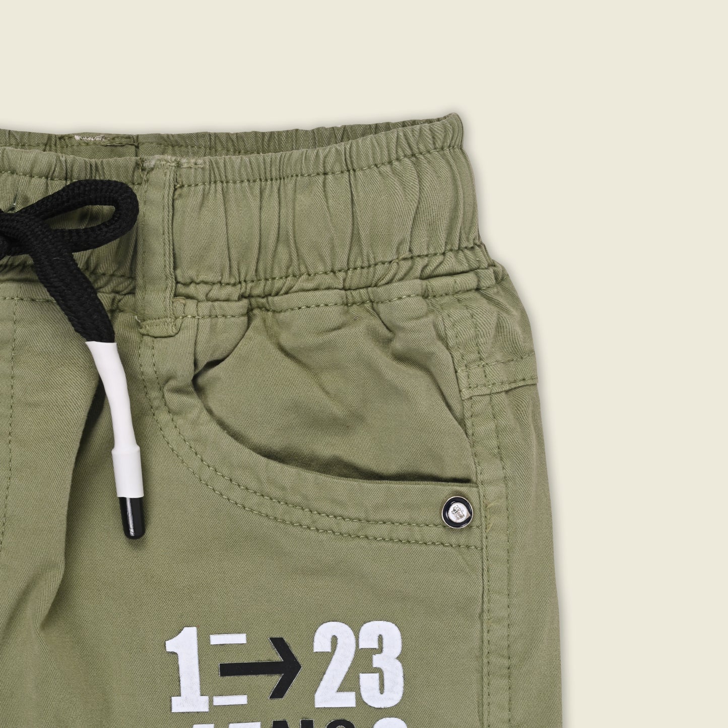 Boys Cotton Denim Cargo Joggers – Printed Pants