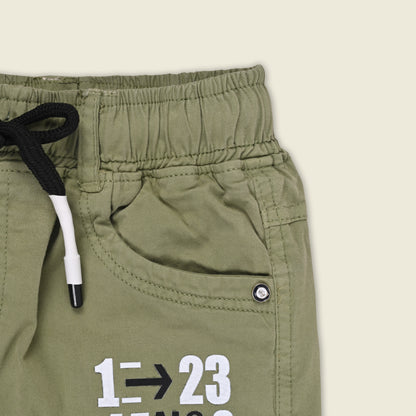 Boys Cotton Denim Cargo Joggers – Printed Pants